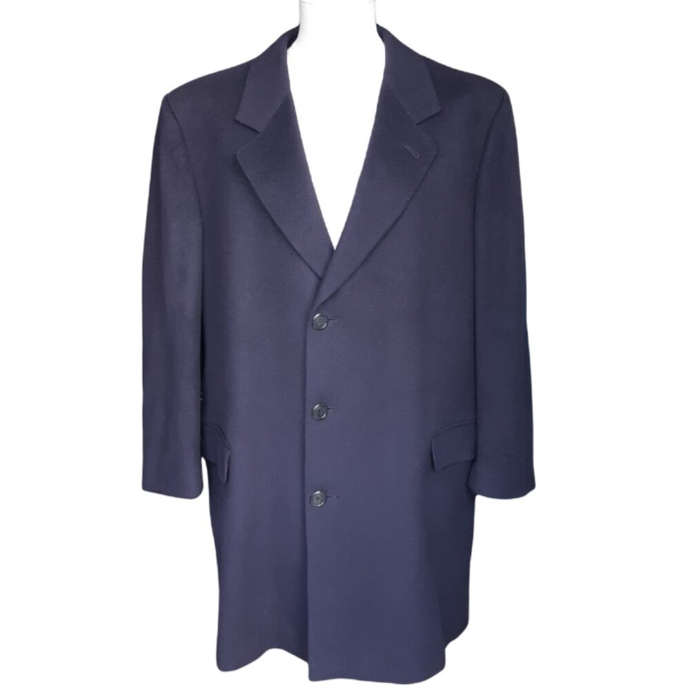 Tyner-Shorten SZ 46 Navy Cashmere Men's single Breasted Overcoat